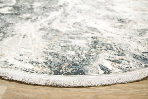 Okrągły Dywan 101 grey/navy Niebieski Szary Marmur