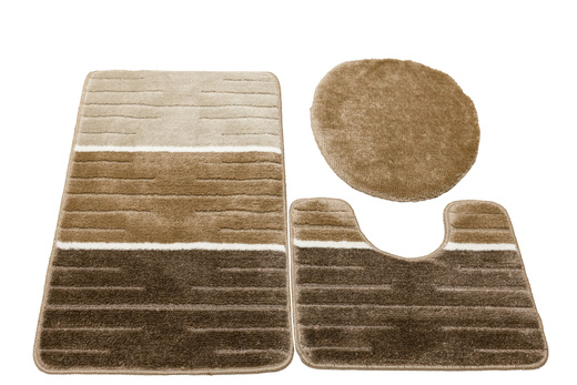 Komplet 3-częściowy Łazienkowy Como beige Beż Krem Pasy