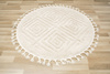 Okrągły Dywan Berber 7061 Ivory Krem Romby 3D z frędzlami