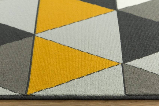 Dywan Luna 502902/89925 d.grey musztardowe trójkąty