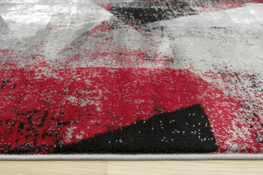 Dywan Victoria B885A d.grey/red Trójkąty Czerwień Szary Przecierany