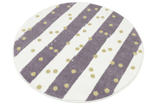 Okrągły Dywan Lima M044A cream/lila Fiolet Krem Zloty Paski