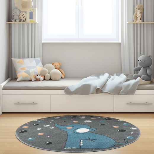 Okrągły Dywan Lima G965A l.grey/blue Szary Niebieski Słonik