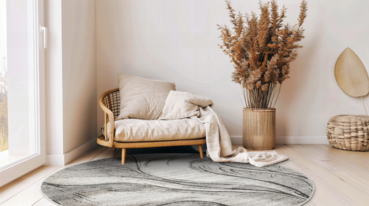 Dywan Okrągły Matara P176A m.grey/sp.antO Szary Fale