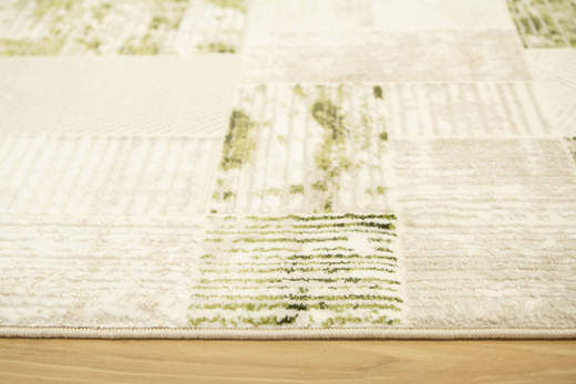 Dywan Home 384 cream/green Beżowy Oliwkowy Krem Kwadraty