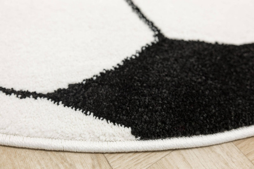 Okrągły Dywan Lima G758B white/black Piłka Football Biały Czarny