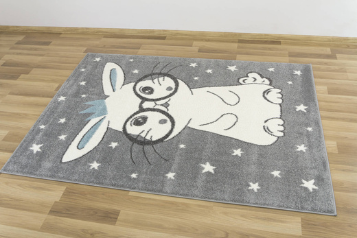 Dywan Dziecięcy Lima 9377C l.grey/blue Szary Krem Króliczek w Okularach