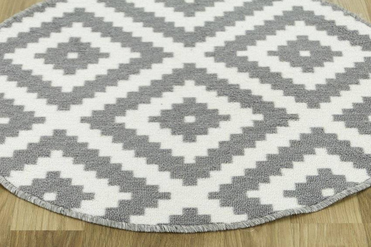 Antypoślizgowy Okrągły Dywan Romby Szary 19