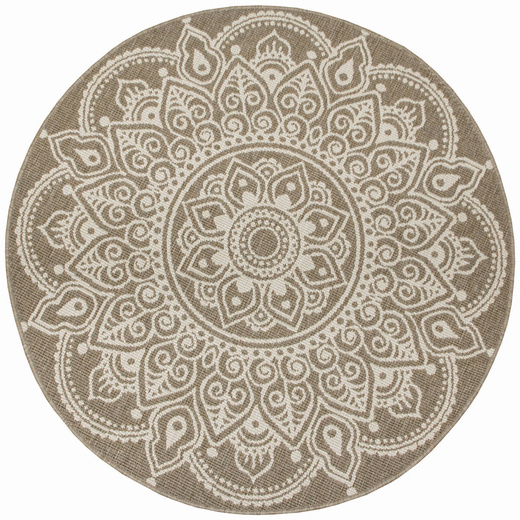 Okrągły Dwustronny Dywan Sznurkowy Brussels 205333/10610 Linen Beż Krem Rozeta Outdoor