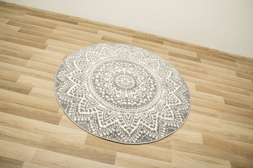 Okrągły Dywan Lima G757A l.grey/white Mandala Szary Krem