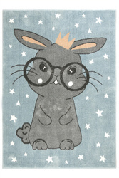 Dywan Dziecięcy Lima 9377C blue/l.grey Turkus Szary Króliczek w Okularach