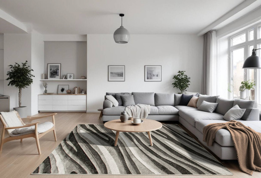 Dywan Amelia C012B grey/black Szary Czarny Fale