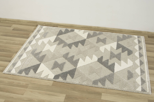 Dywan Coco 59603/655 Shaggy Dwupoziomowy Trójkąty Szary Beż Krem
