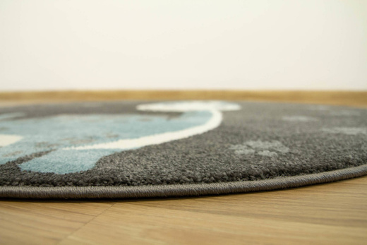 Okrągły Dywan Lima C881A d.grey/blue Dinozaur Turkus Krem Grafit