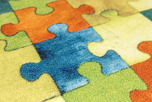 Okrągły Kolorowy Dywan Dziecięcy Puzzle Multicolor