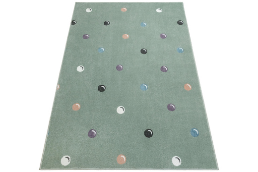 Wykładzina Dziecięca Lima C275b green/cream Zieleń Kropki Bańki szerokość 4 m