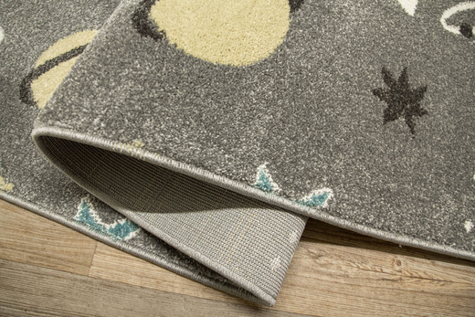 Pastelowy Dywan Dziecięcy C276A l.grey/cream Rakiety Kosmos Szary