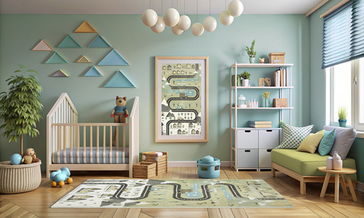 Dywan Dziecięcy Lima C266A green/cream Uliczki Góry Pastelowy Zielony Miętowy