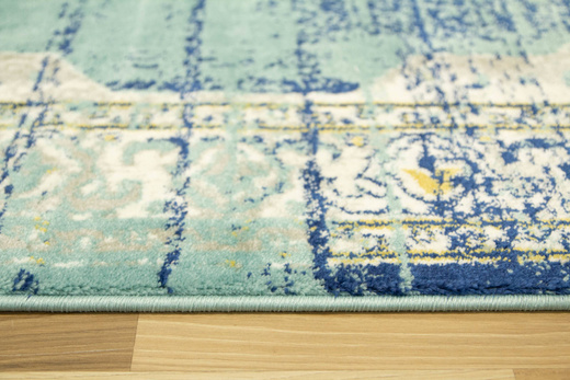 Dywan Victoria 7560A blue/d.blue Ornament Turkus Krem