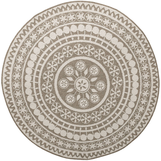 Okrągły Dwustronny Dywan Sznurkowy Brussels 205626/10610 linen Beż Krem Rozeta Outdoor