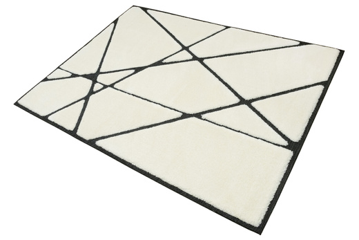 Dywan Shaggy Lula Soft IM85A Black/Bone Trójkąty Krem Czarny