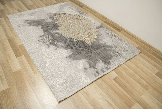 Dywan Galeria GL080G grey/grey Szary Złoty Rozeta