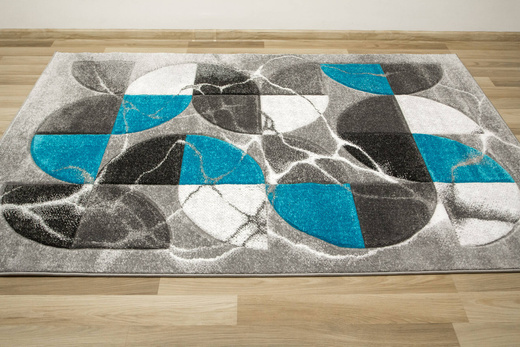 Dywan Amelia A472B grey/turquoise Szary Turkus Półkola Marmur