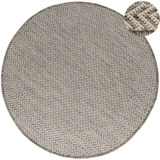 Okrągły Dywan Sznurkowy Jeans 19242/P91 Koło Beż Grafit Jodełka
