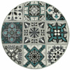 Antypoślizgowy Okrągły Dywan Patchwork Turkus