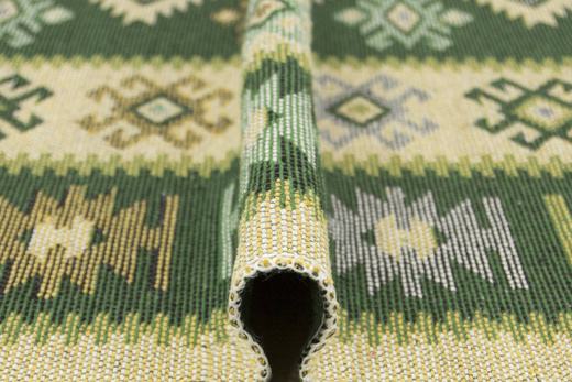 Dwustronny Dywanik Chodniczek Kilim Romby Zielony