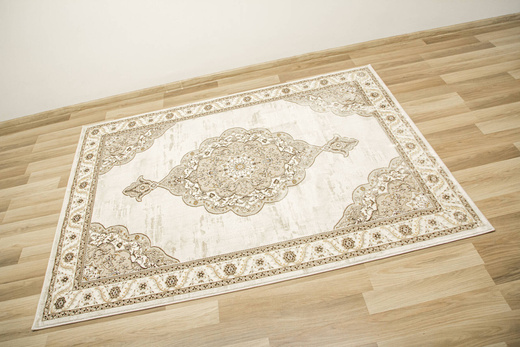 Dywan Elisa PF17B Brown/Gold Złoty Krem Ornament