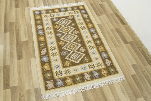 Dwustronny Dywanik Chodniczek Kilim Romby Miód