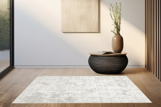 Dywan Illusion H017A creamHB/l.grey Szary Krem Lśniący Marmur Linie