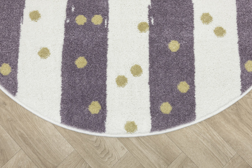 Okrągły Dywan Lima M044A cream/lila Fiolet Krem Zloty Paski