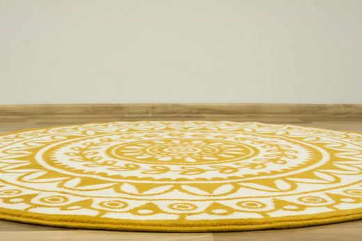 Okrągły Dywan Luna 503786/89955 mustard Musztardowo Kremowy