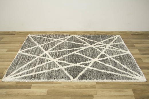 Puszysty Dywan Pulpy Shaggy A522A d.grey/cream Szary Kremowy Trójkąty