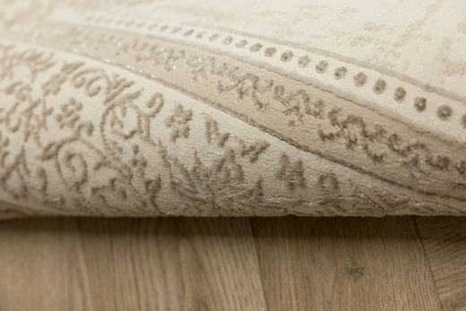 Lśniący Dywan Allora Plus F344A Ceam/Silver Krem Srebrny Kaszmir Ornament