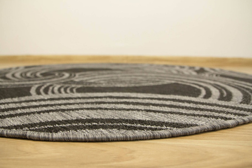 Okrągły Dwustronny Dywan Sznurkowy Brussels 205449/11020 Night Silver Szary Grafit Kółka Outdoor