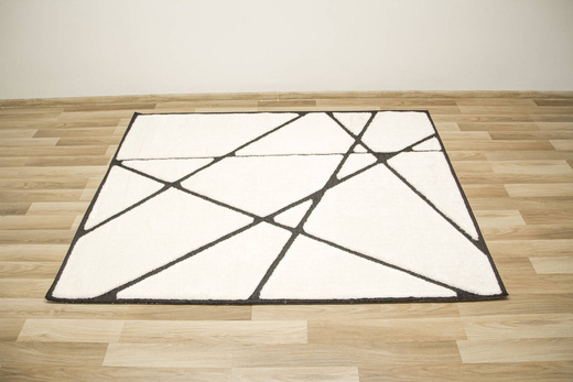 Dywan Shaggy Lula Soft IM85A Black/Bone Trójkąty Krem Czarny