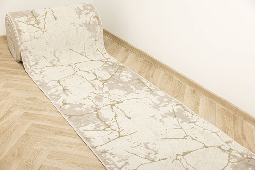 Chodnik Allora Plus B919A cream/cream Marmur Trójkąty Beż Krem Złoto szerokość 80 cm