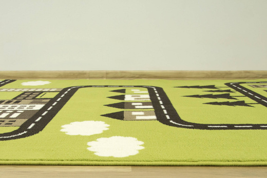 Dywan Kids 534451/67955 lime Zielony Brąz Krem Ulice Domki