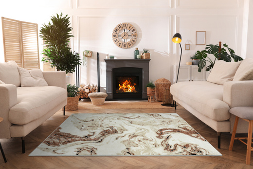 Dywan Bosa K421A cream/somon Kremowy Miedziany Marmur