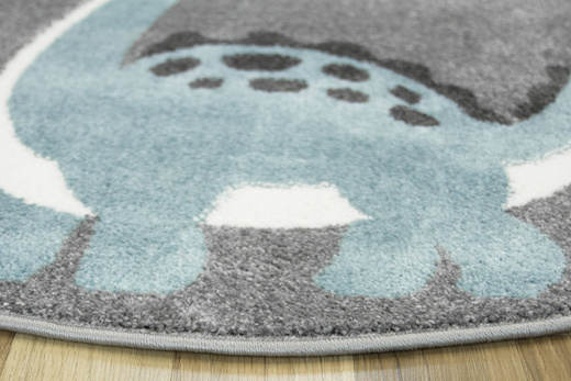 Okrągły Dywan Lima C880A l.grey/blue Dinozaur Turkus Krem Szary