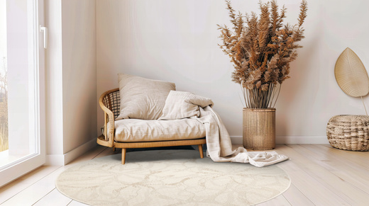 Okrągły Dywan Sznurkowy Haga 04720A l.grey/cream Szary Beż Krem Kwiaty Outdoor