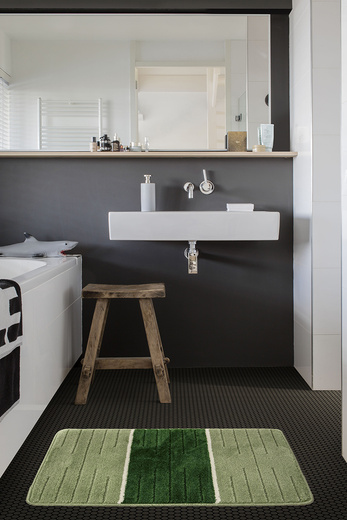 Dywanik Łazienkowy Como Green Zieleń Krem Pasy