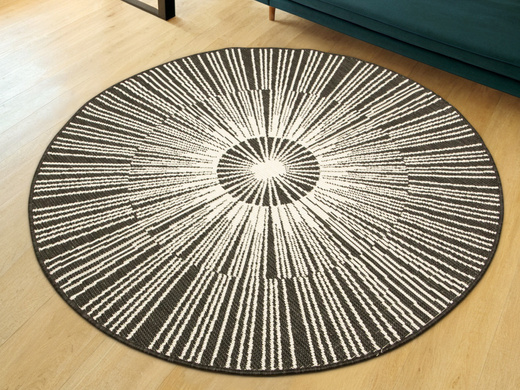 Okrągły Dwustronny Dywan Sznurkowy Brussels 205634/10110 Night Antracyt Krem Outdoor