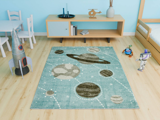 Dywan Lima F495A blue/l.grey Pastelowy Niebieski Szary Planety