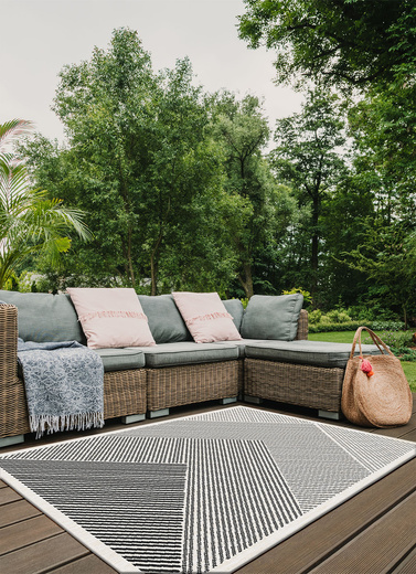 Dywan Dwustronny Sznurkowy Brussels 205942/10120 Night Antracyt Szary Trójkąty Outdoor