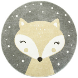 Okrągły Dywan Lima E177A l.grey/yellow Lisek Żółty Szary