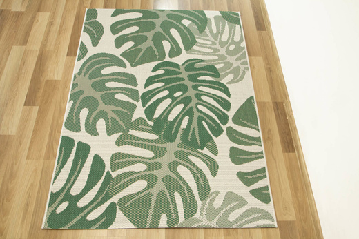 Dywan Sznurkowy Foggia 16703/460 Liście Monstery Zieleń Krem Beż